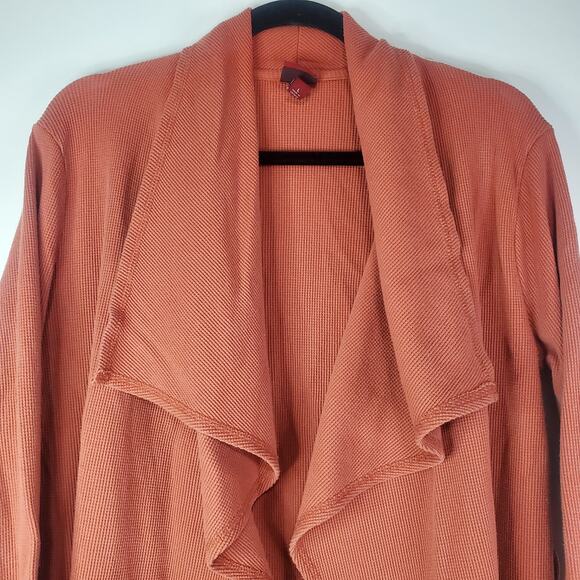 Merona Red Orange Waffle Knit Open Front Cardigan Large - Picture 3 of 11